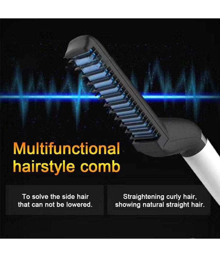 Pettine Spazzola Styling Riscaldata Uomo Per Raddrizzare Capelli Barba Q-m322         