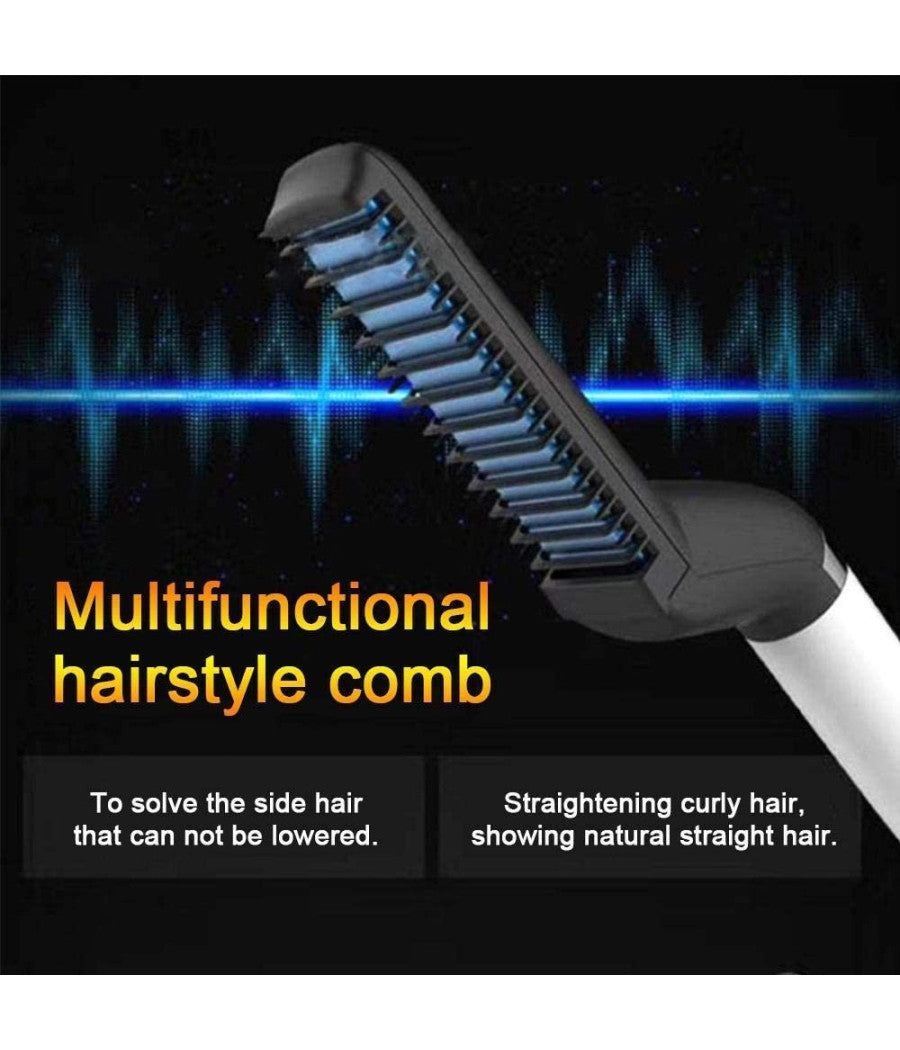 Pettine Spazzola Styling Riscaldata Uomo Per Raddrizzare Capelli Barba Q-m322         