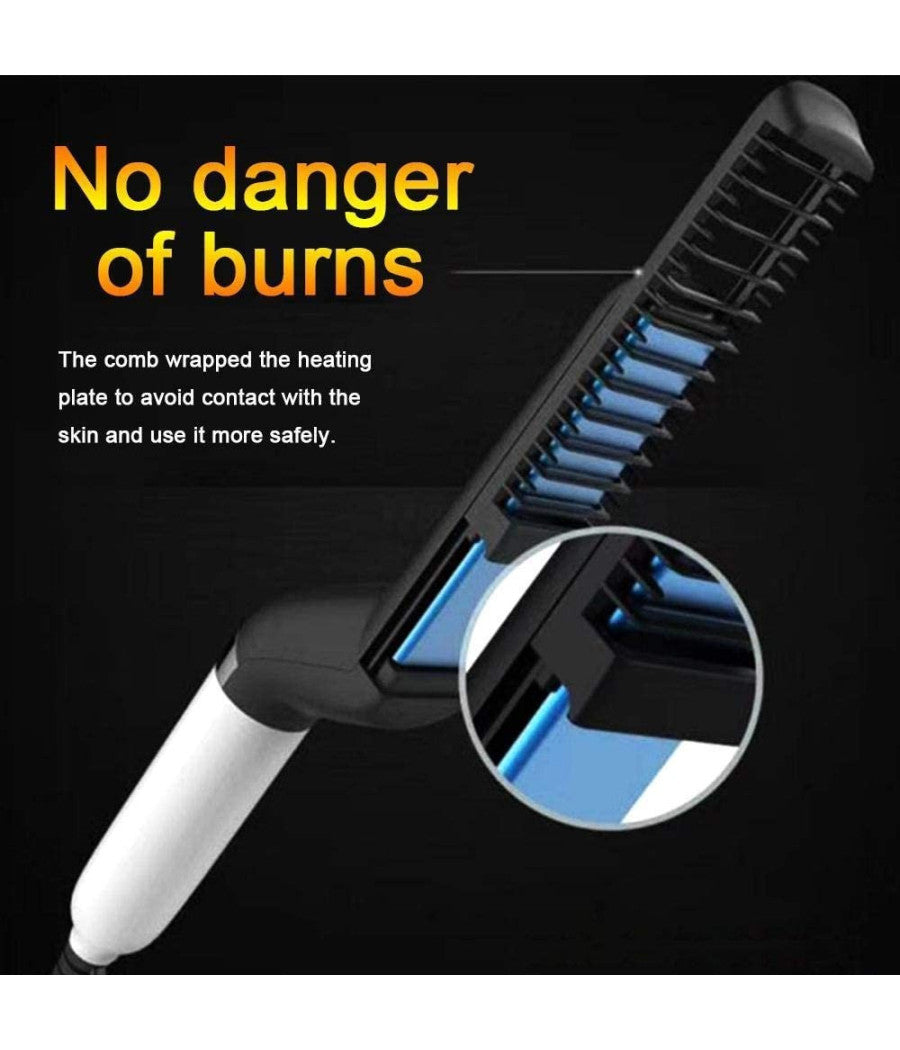 Pettine Spazzola Styling Riscaldata Uomo Per Raddrizzare Capelli Barba Q-m322         