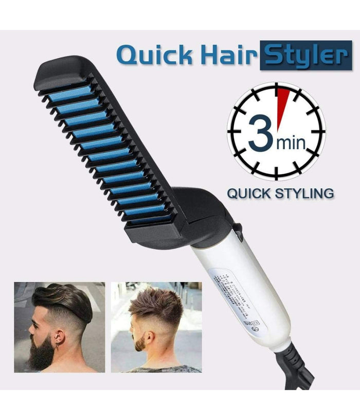Pettine Spazzola Styling Riscaldata Uomo Per Raddrizzare Capelli Barba Q-m322         