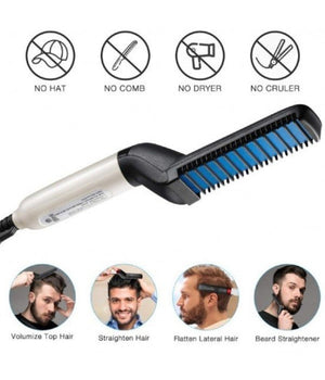 Pettine Spazzola Styling Riscaldata Uomo Per Raddrizzare Capelli Barba Q-m322         