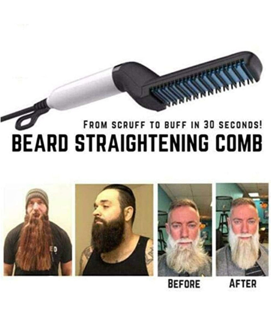 Pettine Spazzola Styling Riscaldata Uomo Per Raddrizzare Capelli Barba Q-m322         