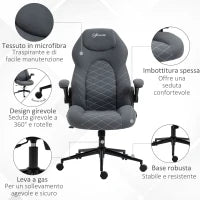 Sedia da Ufficio Ergonomica e Reclinabile ad Altezza Regolabile, 65.5x69.5x112-122 cm, Grigio Scuro