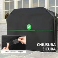 Copertura per Barbecue Impermeabile in Tessuto Oxford 600D UPF30+ e Antivento, 147x61x122 cm, Nero