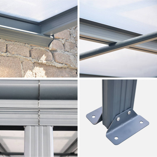 Pergola a parete struttura in alluminio 3x4 m  con grondaia, antracite