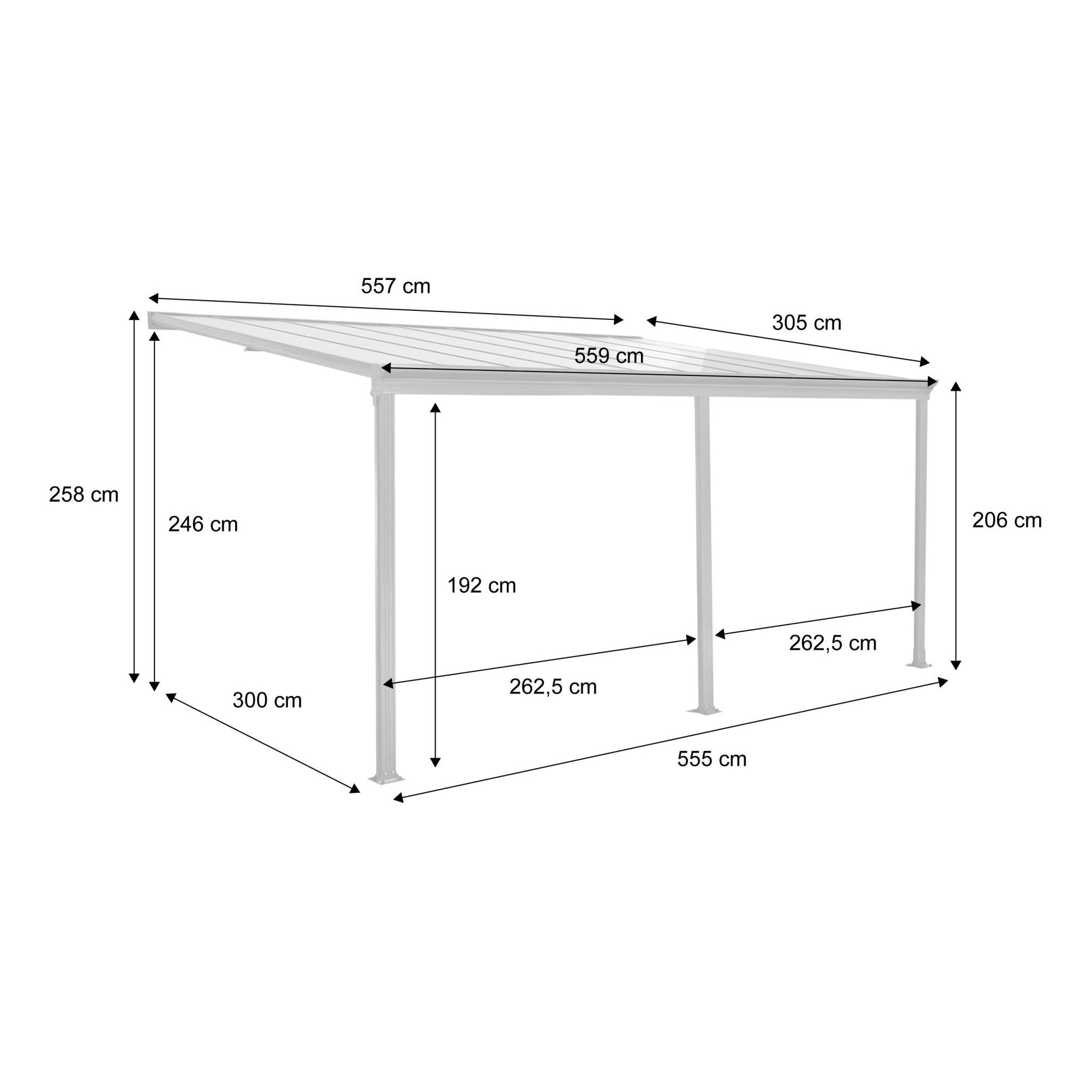 Pergola 3x5m in alluminio con grondaia, antracite