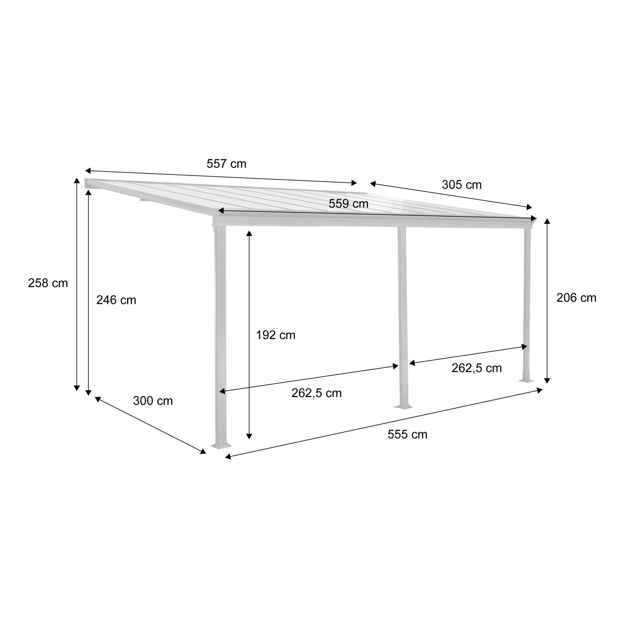 Pergola 3x5m in alluminio con grondaia, antracite