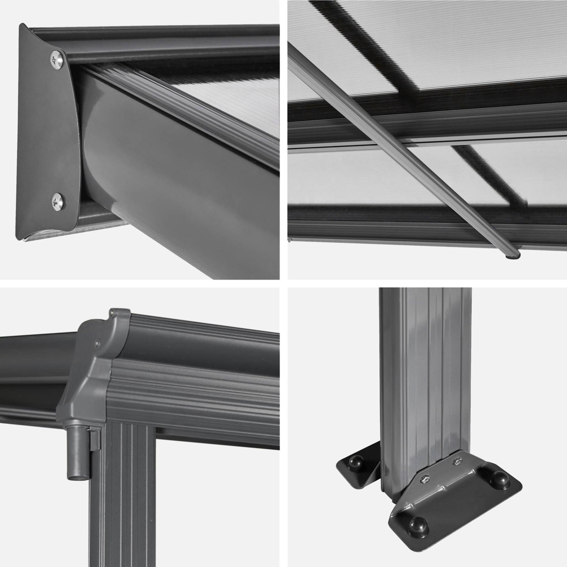 Pergolato 3x6m in alluminio con grondaia, antracite