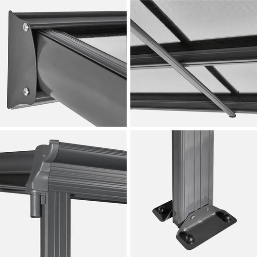 Pergolato 3x6m in alluminio con grondaia, antracite