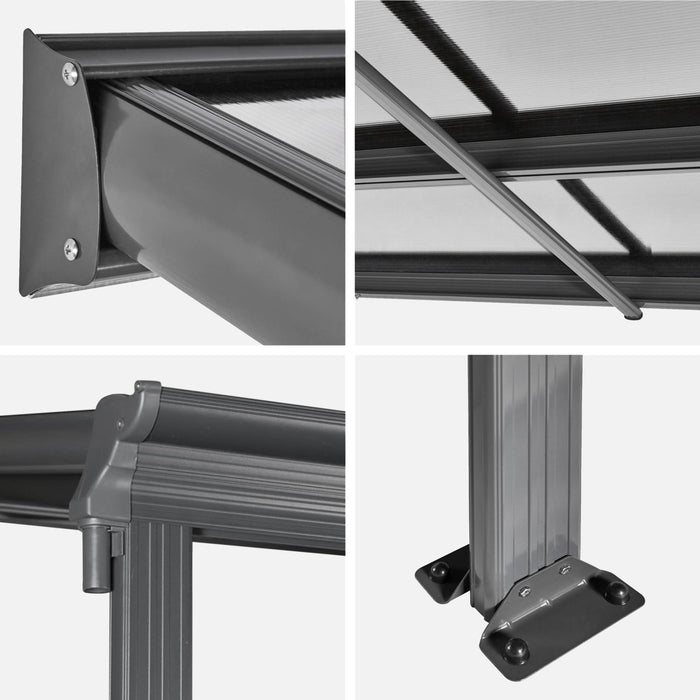 Pergolato 3x6m in alluminio con grondaia, antracite