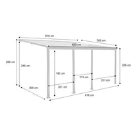 Pergolato 3x6m in alluminio con grondaia, antracite