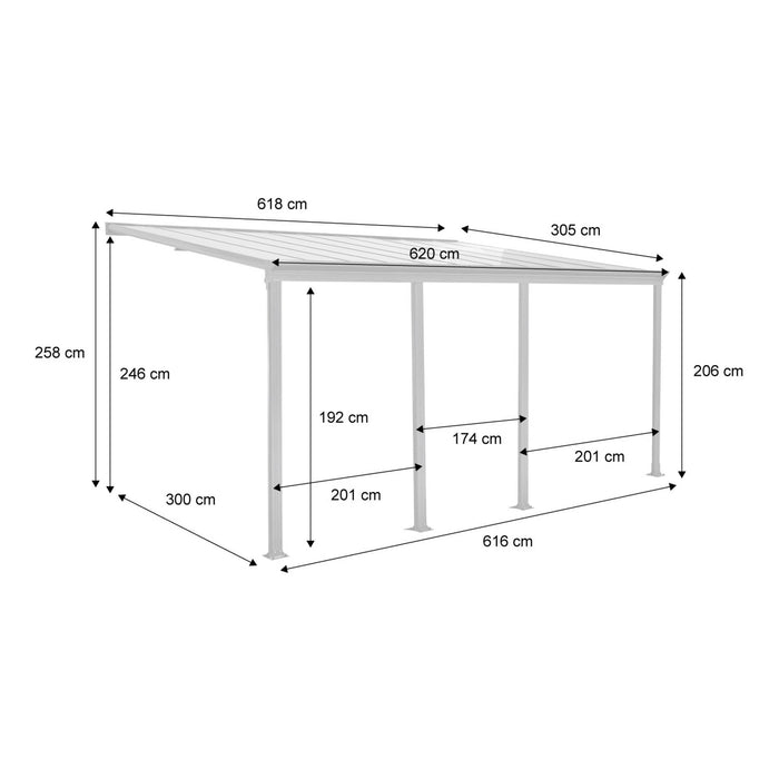 Pergolato 3x6m in alluminio con grondaia, antracite
