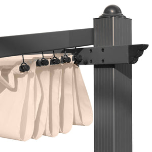 3x4m  pergola in alluminio con copertura scorrevole, beige