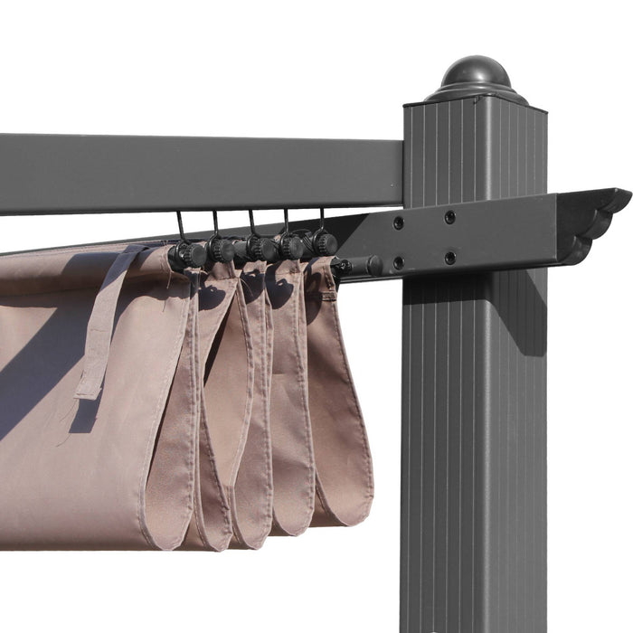 3x4m  pergola in alluminio con copertura scorrevole, beige