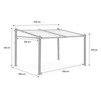 3x4m  pergola in alluminio con copertura scorrevole, beige