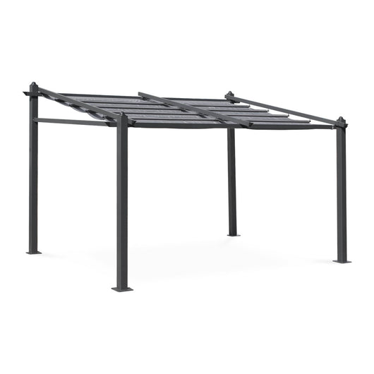3x4m  pergola in alluminio con copertura scorrevole, grigio