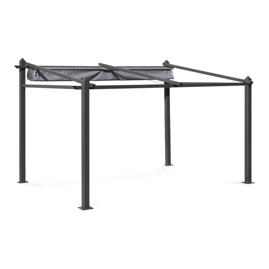3x4m  pergola in alluminio con copertura scorrevole, grigio
