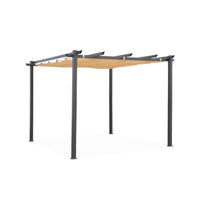 3x3m pergola, alluminio, copertura scorrevole, beige