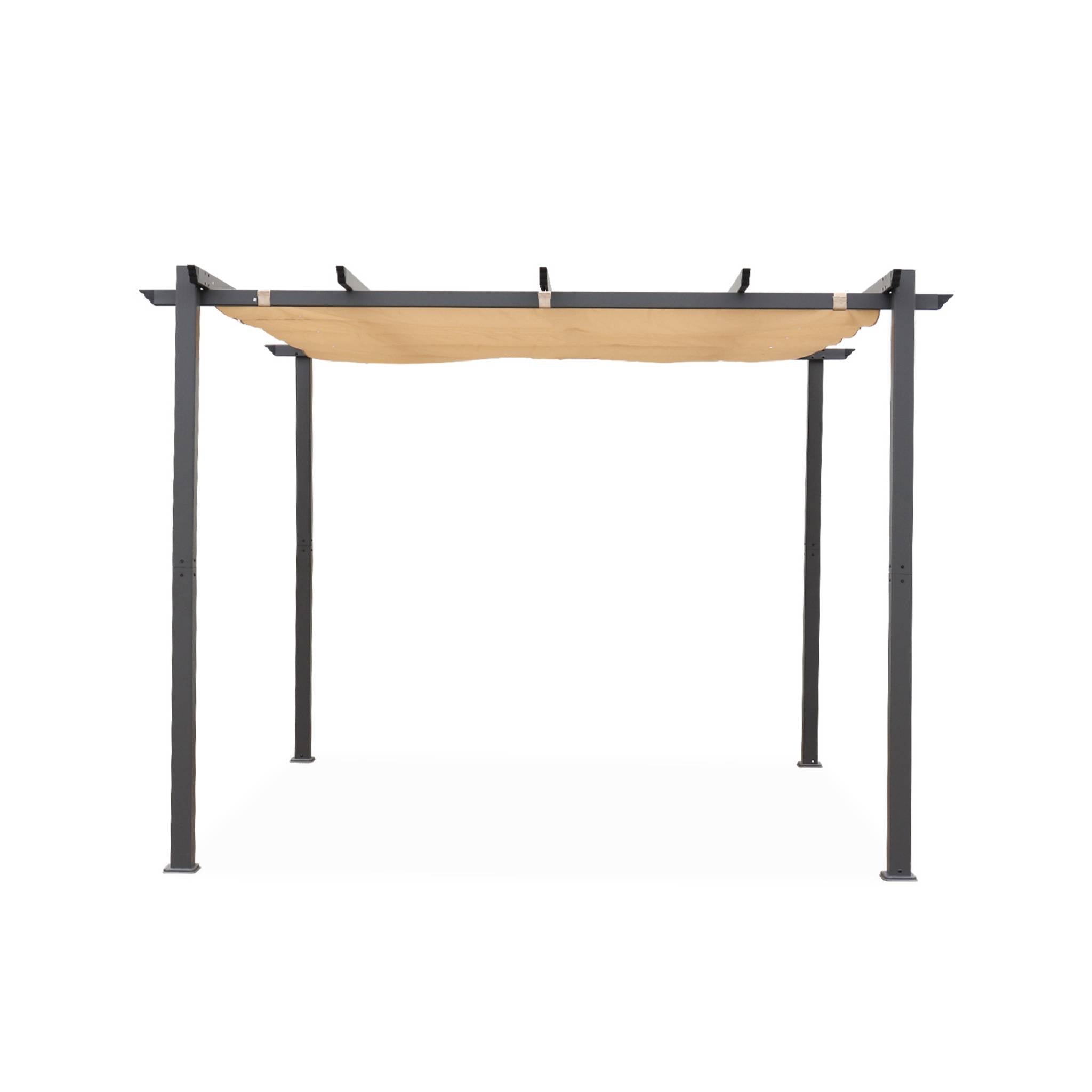 3x3m pergola, alluminio, copertura scorrevole, beige