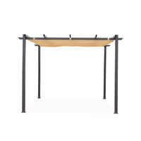 3x3m pergola, alluminio, copertura scorrevole, beige