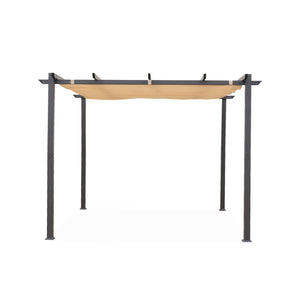 3x3m pergola, alluminio, copertura scorrevole, beige