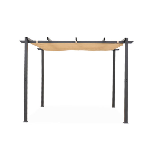 3x3m pergola, alluminio, copertura scorrevole, beige