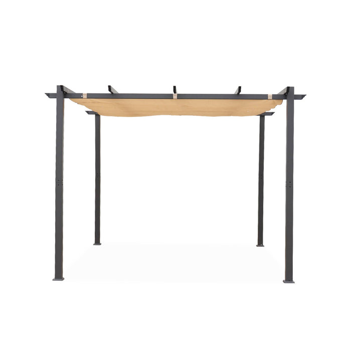 3x3m pergola, alluminio, copertura scorrevole, beige