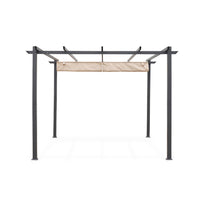 3x3m pergola, alluminio, copertura scorrevole, beige