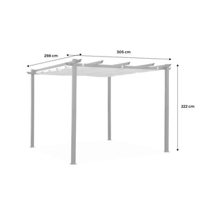 3x3m pergola, alluminio, copertura scorrevole, beige