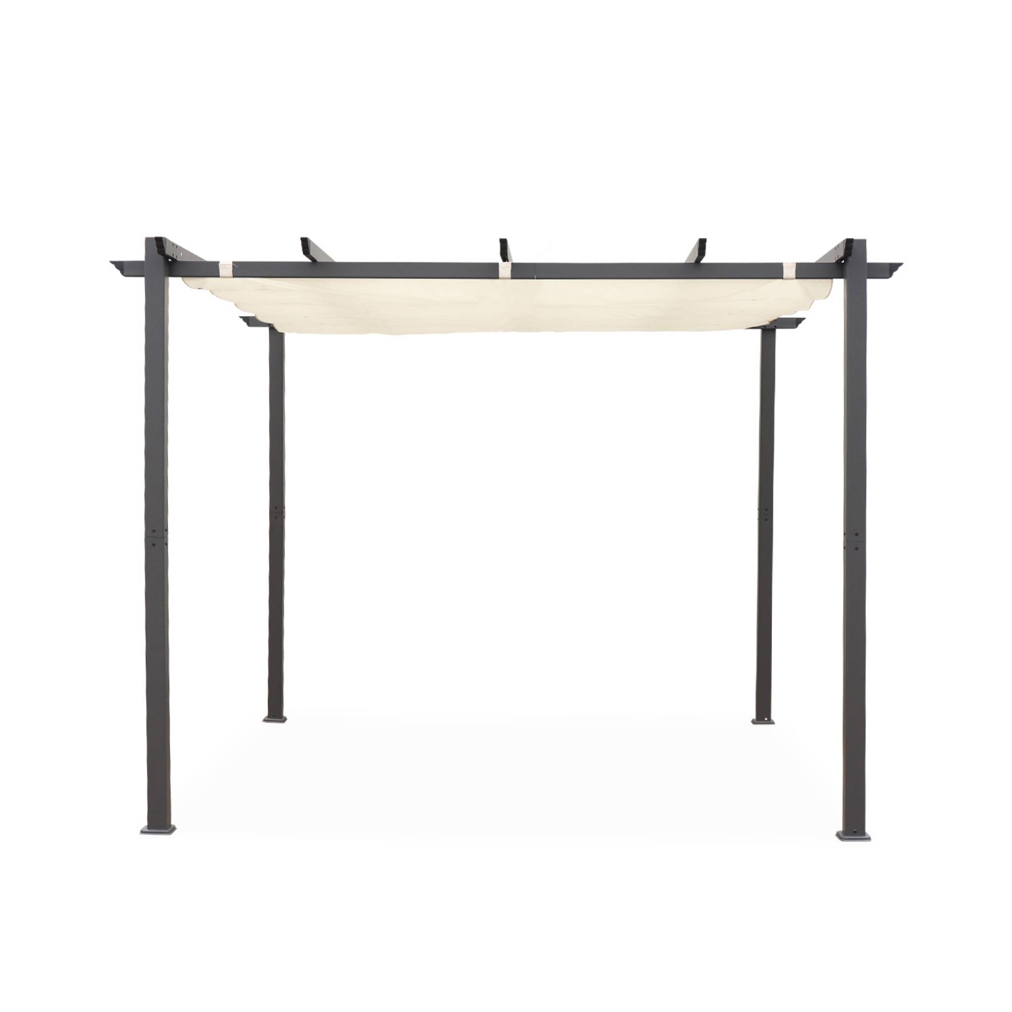 3x3m pergola, alluminio, copertura scorrevole, ecrù