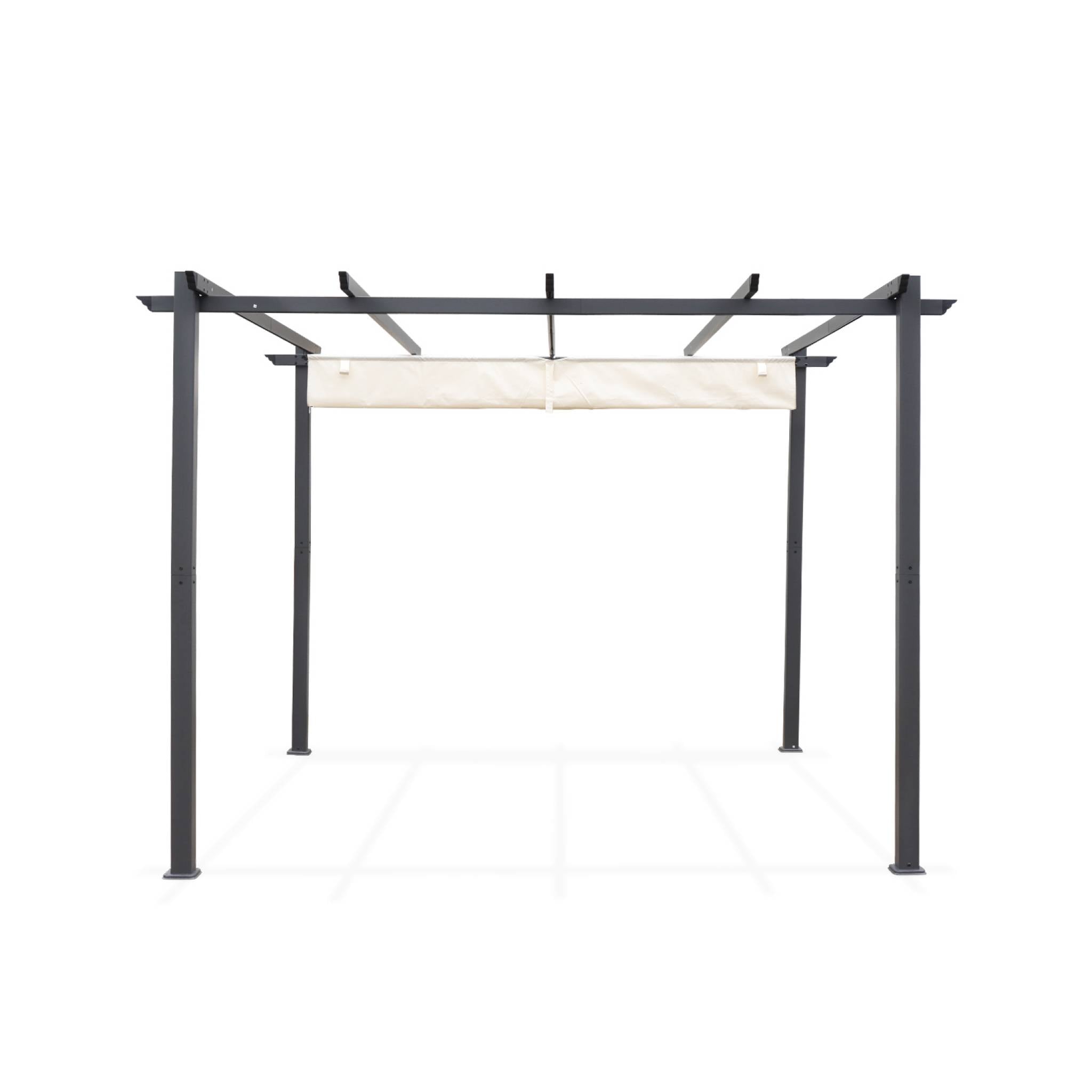 3x3m pergola, alluminio, copertura scorrevole, ecrù