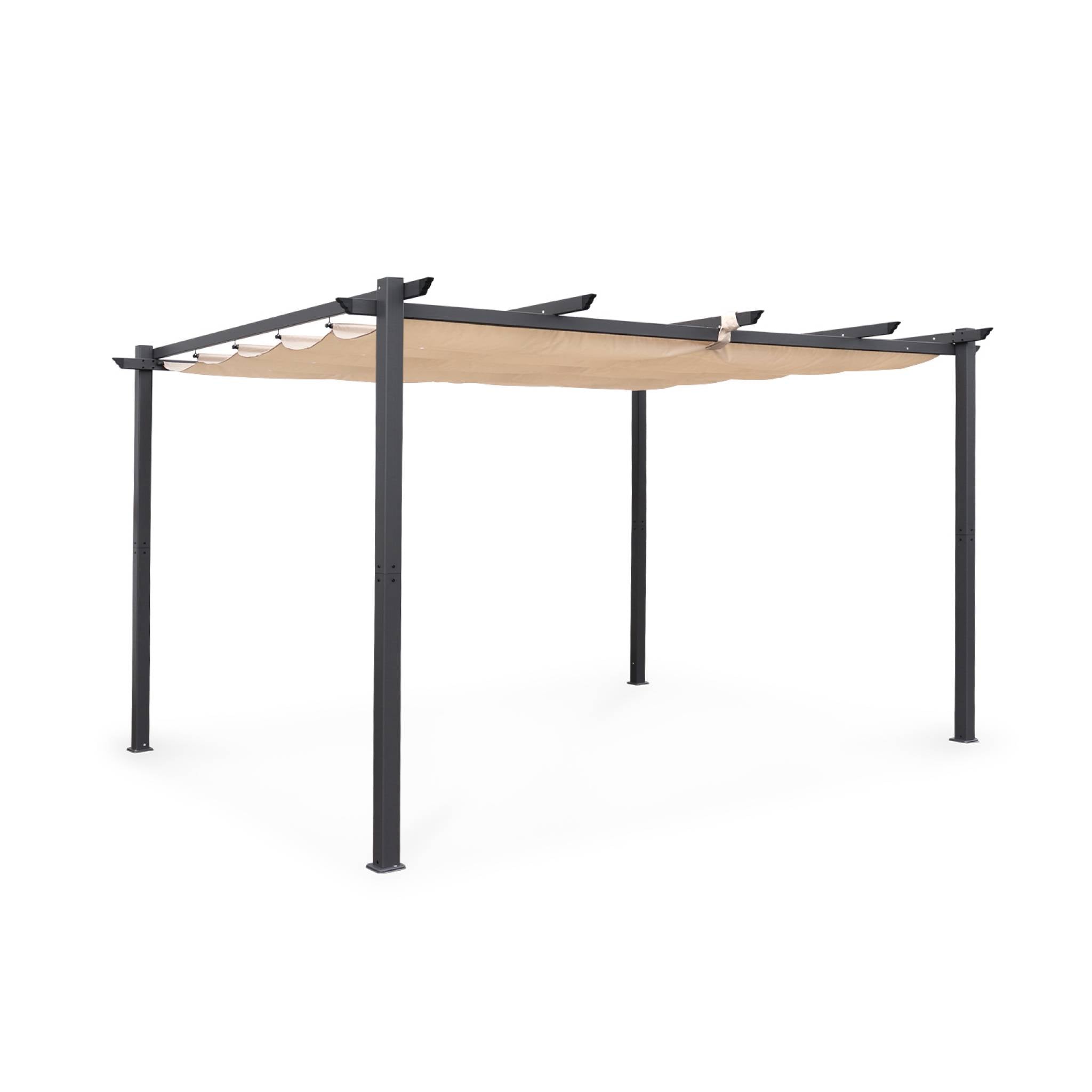 Pergola 3x4m in alluminio telo scorrevole, beige