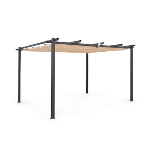 Pergola 3x4m in alluminio telo scorrevole, beige