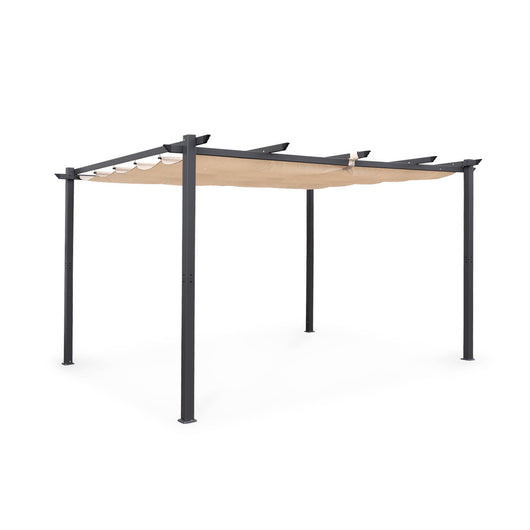 Pergola 3x4m in alluminio telo scorrevole, beige