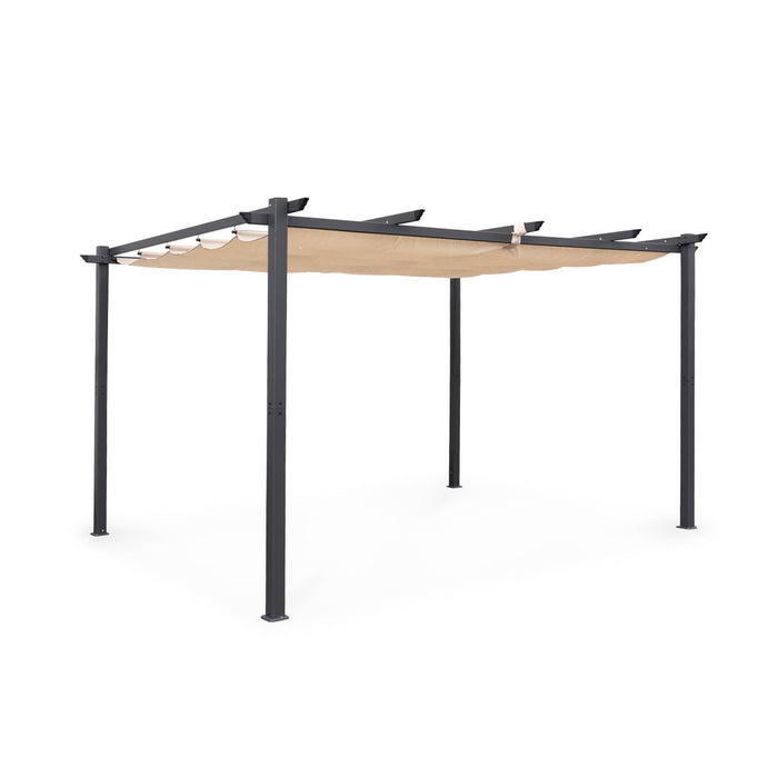Pergola 3x4m in alluminio telo scorrevole, beige