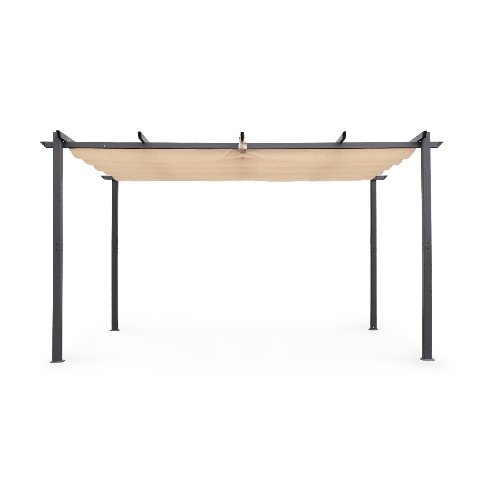 Pergola 3x4m in alluminio telo scorrevole, beige
