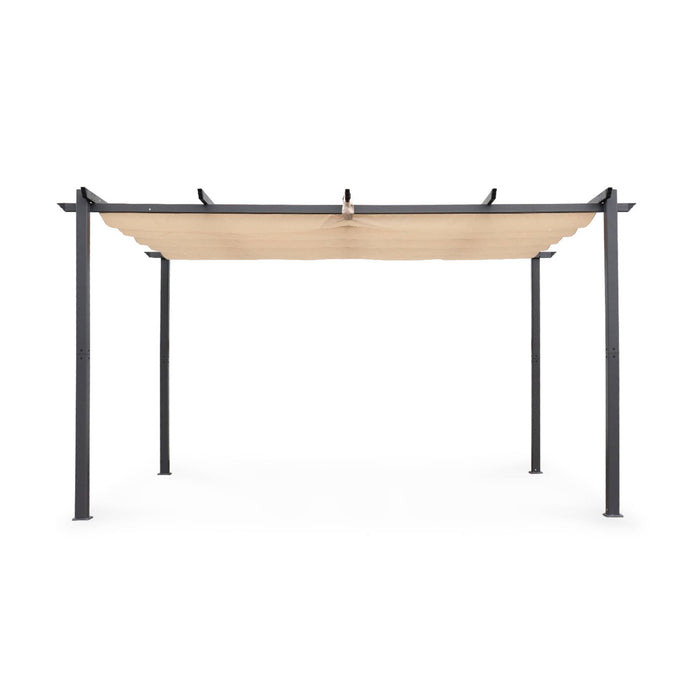 Pergola 3x4m in alluminio telo scorrevole, beige