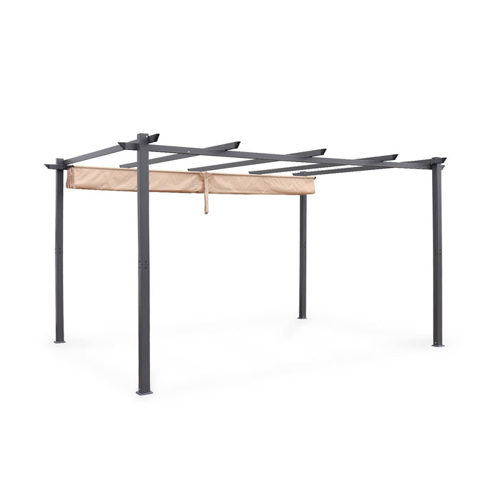 Pergola 3x4m in alluminio telo scorrevole, beige