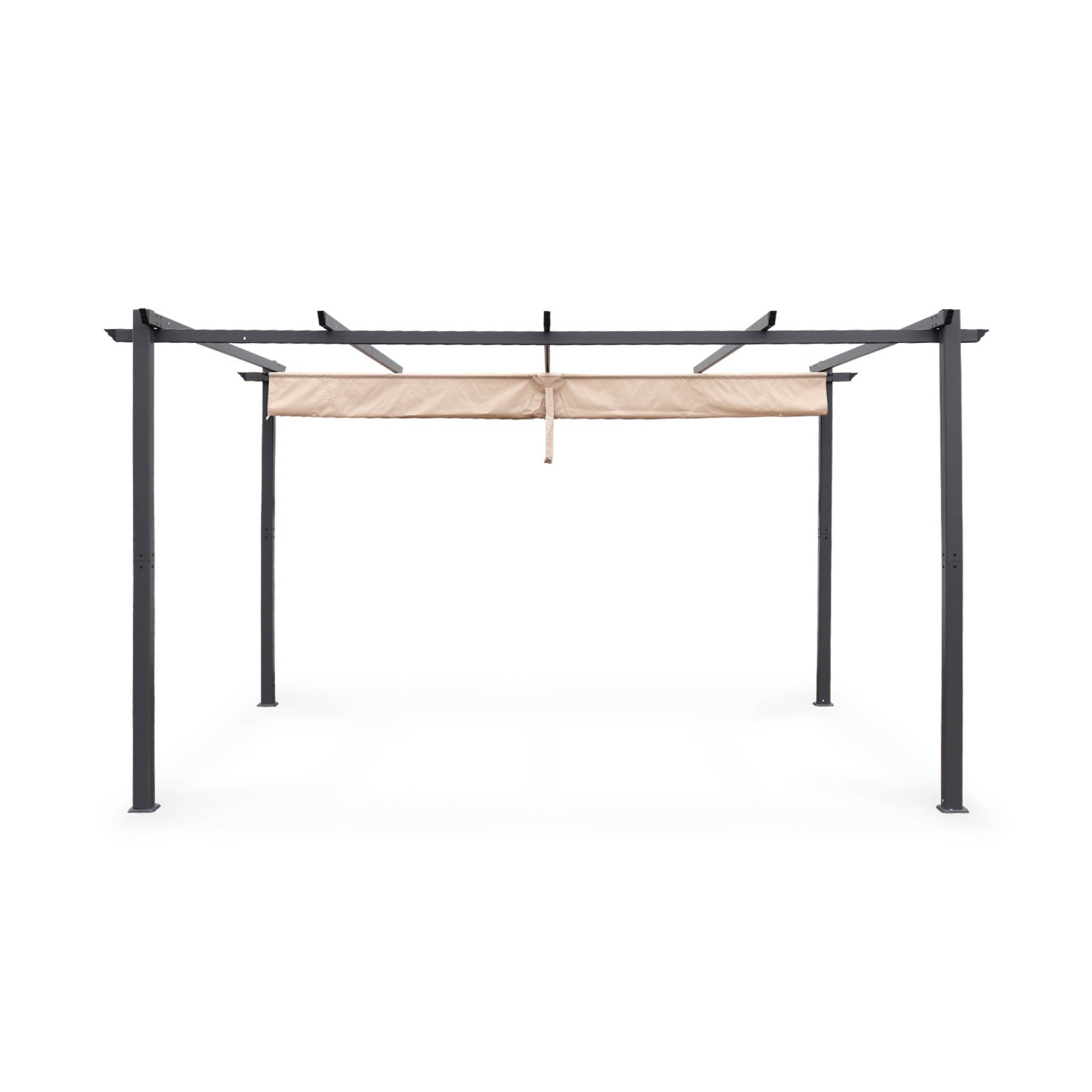 Pergola 3x4m in alluminio telo scorrevole, beige