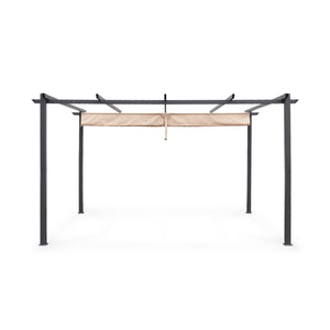 Pergola 3x4m in alluminio telo scorrevole, beige