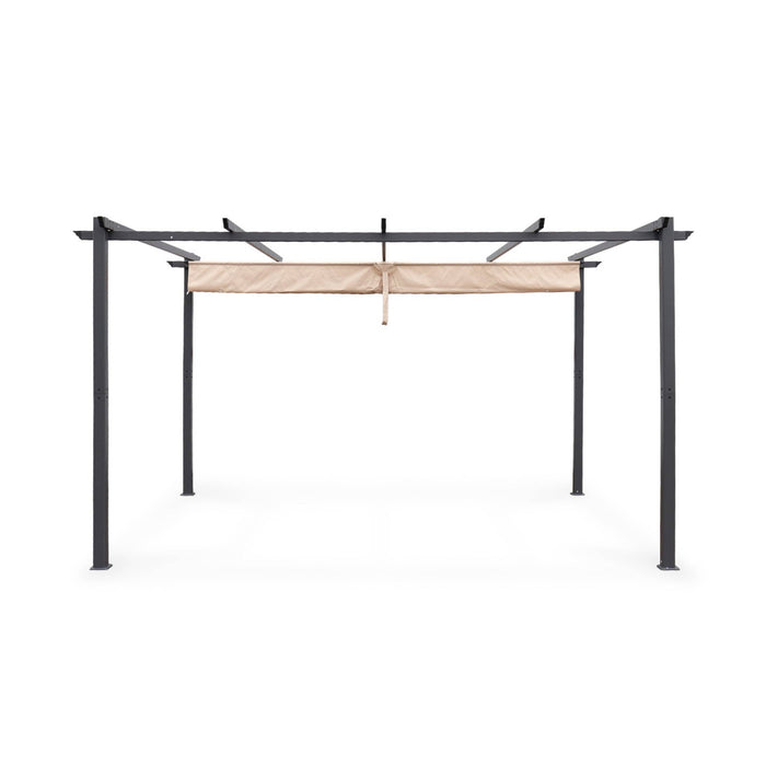 Pergola 3x4m in alluminio telo scorrevole, beige