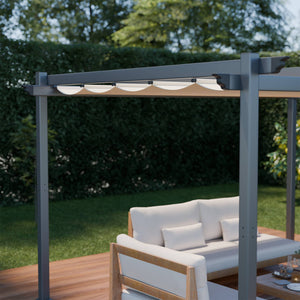 Pergola 3x4m in alluminio telo scorrevole, beige