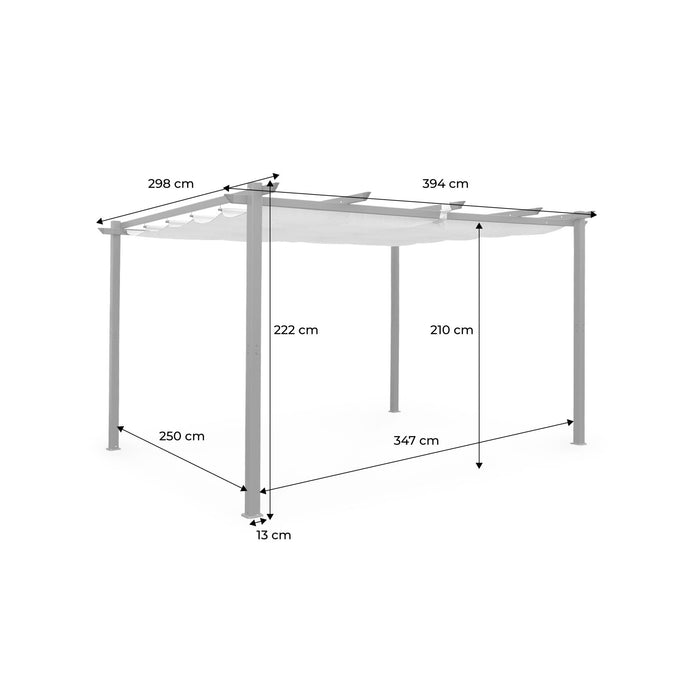 Pergola 3x4m in alluminio telo scorrevole, ecrù