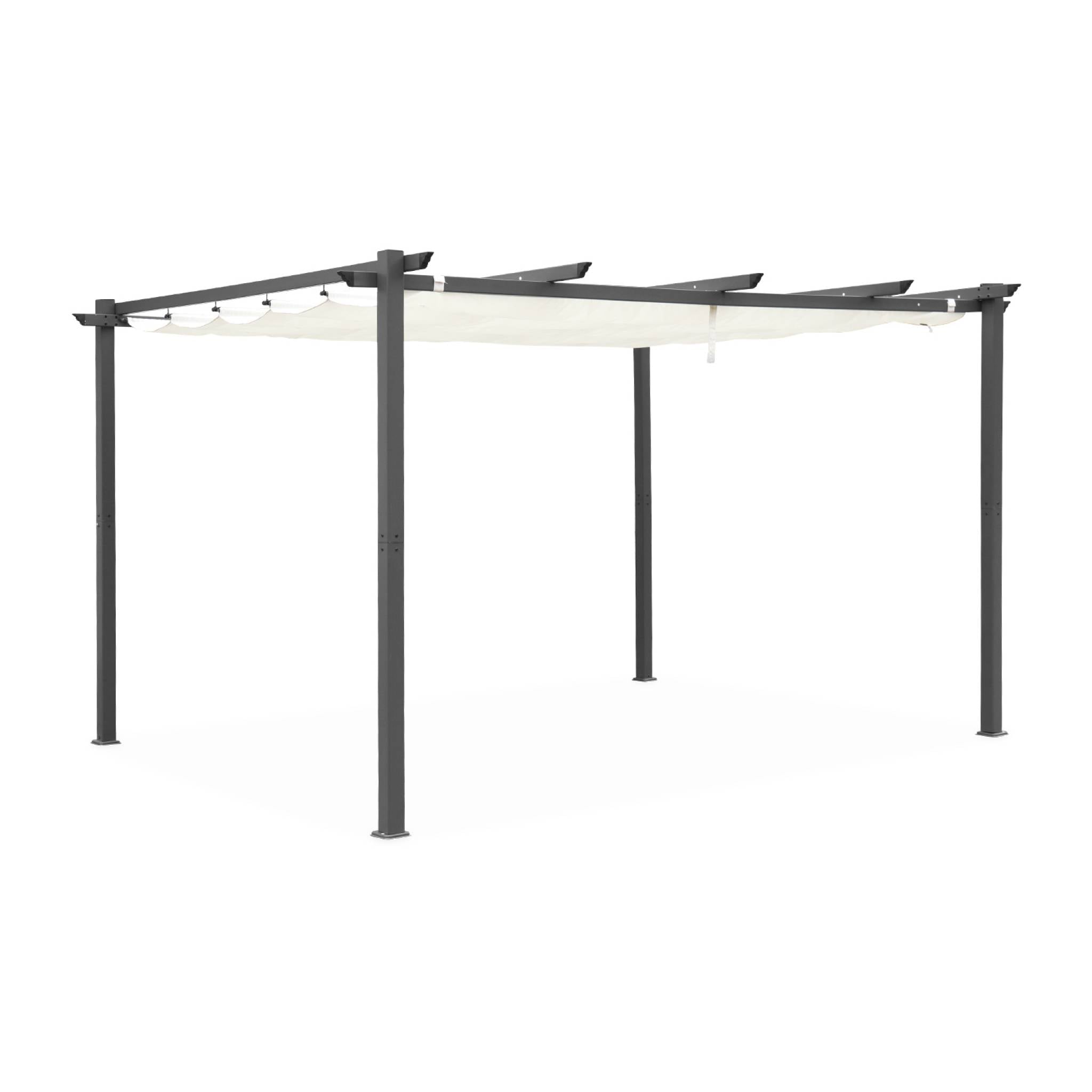 Pergola 3x4m in alluminio telo scorrevole, ecrù