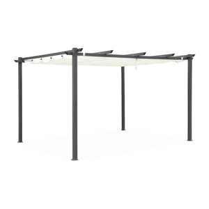 Pergola 3x4m in alluminio telo scorrevole, ecrù