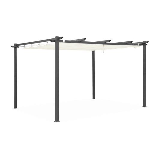 Pergola 3x4m in alluminio telo scorrevole, ecrù