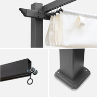 Pergola 3x4m in alluminio telo scorrevole, ecrù