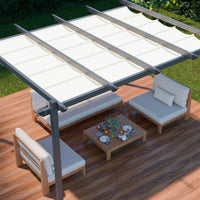Pergola 3x4m in alluminio telo scorrevole, ecrù