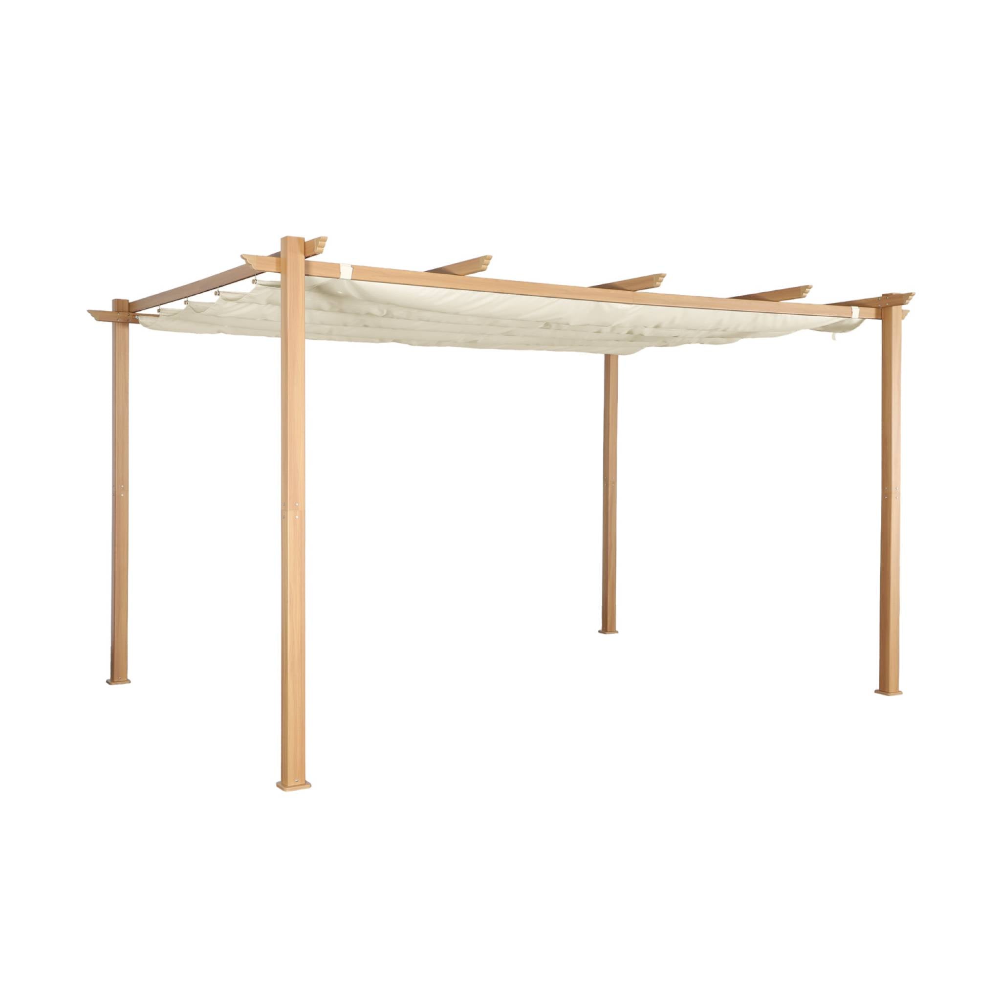 Pergola 3x4m in alluminio telo scorrevole, ecrù