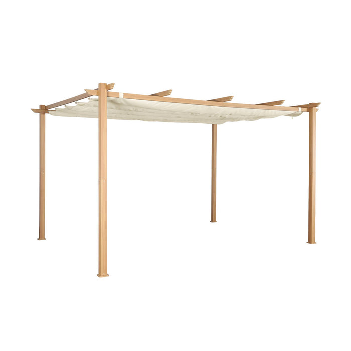 Pergola 3x4m in alluminio telo scorrevole, ecrù